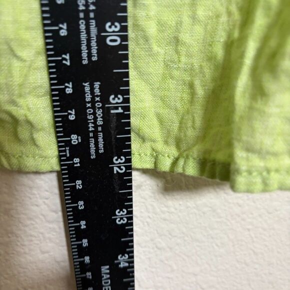 Sigrid Olsen Blouse Women's Large Green 100% Linen Button Up Long Sleeve Top - Picture 5 of 7